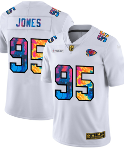 Kansas City Chiefs #95 Chris Jones White Nike Multi-Color 2020 NFL Crucial Catch Limited NFL Jersey