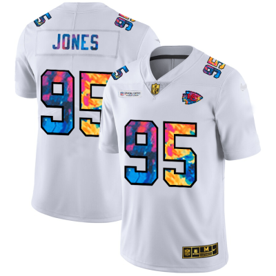Kansas City Chiefs #95 Chris Jones White Nike Multi-Color 2020 NFL Crucial Catch Limited NFL Jersey