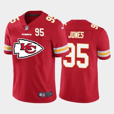 Kansas City Chiefs #95 Chris Jones Red Nike Big Team Logo Player Jersey