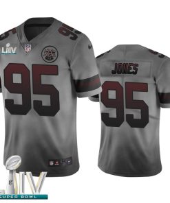 Kansas City Chiefs #95 Chris Jones Smoky Gray Super Bowl LIV 2020 Nike Vapor Limited City Edition NFL Jersey