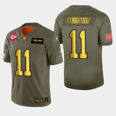 Kansas City Kansas City Chiefs #11 Demarcus Robinson Nike Olive Gold 2019 Salute to Service Limited NFL 100 Jersey