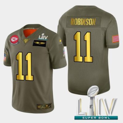 Kansas City Kansas City Chiefs #11 Demarcus Robinson Nike Olive Gold Super Bowl LIV 2020 2019 Salute to Service Limited NFL 100 Jersey