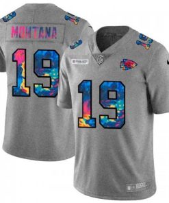 Kansas City Kansas City Chiefs #19 Joe Montana Nike Multi-Color 2020 NFL Crucial Catch NFL Jersey Greyheather