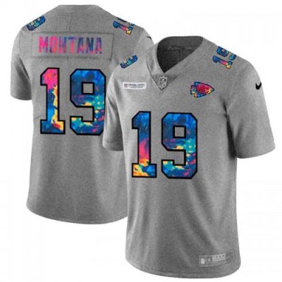 Kansas City Kansas City Chiefs #19 Joe Montana Nike Multi-Color 2020 NFL Crucial Catch NFL Jersey Greyheather