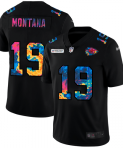 Kansas City Kansas City Chiefs #19 Joe Montana Nike Multi-Color Black 2020 NFL Crucial Catch Vapor Untouchable Limited Jersey