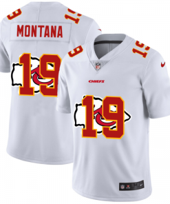 Kansas City Kansas City Chiefs #19 Joe Montana White Nike Team Logo Dual Overlap Limited NFL Jersey