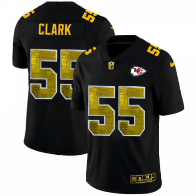Kansas City Kansas City Chiefs #55 Frank Clark Black Nike Golden Sequin Jersey