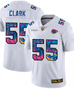 Kansas City Kansas City Chiefs #55 Frank Clark White Nike Multi-Color 2020 NFL Crucial Catch Limited NFL Jersey