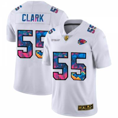 Kansas City Kansas City Chiefs #55 Frank Clark White Nike Multi-Color 2020 NFL Crucial Catch Limited NFL Jersey