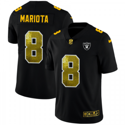 Las Vegas Raiders #8 Marcus Mariota Black Nike Golden Sequin Vapor Limited NFL Jersey
