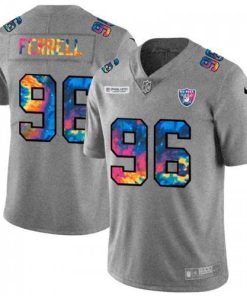 Las Vegas Raiders #96 Clelin Ferrell Nike Multi-Color 2020 NFL Crucial Catch NFL Jersey Greyheather