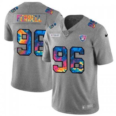 Las Vegas Raiders #96 Clelin Ferrell Nike Multi-Color 2020 NFL Crucial Catch NFL Jersey Greyheather