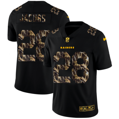 Las Vegas Raiders #28 Josh Jacobs Black Nike Flocked Lightning Vapor Limited NFL Jersey
