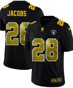 Las Vegas Raiders #28 Josh Jacobs Black Nike Golden Sequin Vapor Limited NFL Jersey