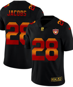 Las Vegas Raiders #28 Josh Jacobs Black Nike Red Orange Stripe Vapor Limited NFL Jersey
