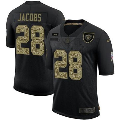 Las Vegas Raiders #28 Josh Jacobs Nike 2020 Salute To Service Camo Limited NFL Jersey Black