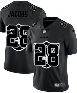 Las Vegas Raiders #28 Josh Jacobs Nike Team Logo Dual Overlap Limited NFL Jersey Black