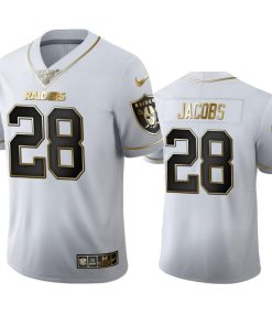 Las Vegas Raiders #28 Josh Jacobs Nike White Golden Edition Vapor Limited NFL 100 Jersey