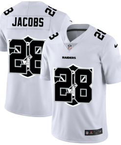 Las Vegas Raiders #28 Josh Jacobs White Nike Team Logo Dual Overlap Limited NFL Jersey