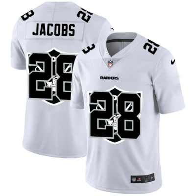 Las Vegas Raiders #28 Josh Jacobs White Nike Team Logo Dual Overlap Limited NFL Jersey