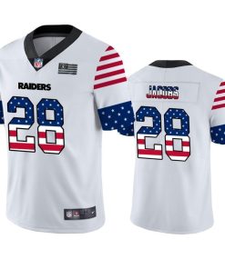 Las Vegas Raiders #28 Josh Jacobs White Nike Team Logo USA Flag Vapor Untouchable Limited NFL Jersey