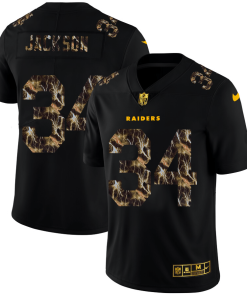 Las Vegas Raiders #34 Bo Jackson Black Nike Flocked Lightning Vapor Limited NFL Jersey