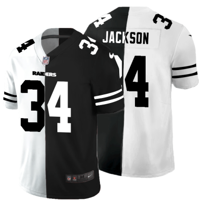Las Vegas Raiders #34 Bo Jackson Black V White Peace Split Nike Vapor Untouchable Limited NFL Jersey