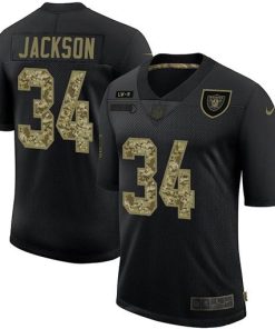 Las Vegas Raiders #34 Bo Jackson Nike 2020 Salute To Service Camo Limited NFL Jersey Black