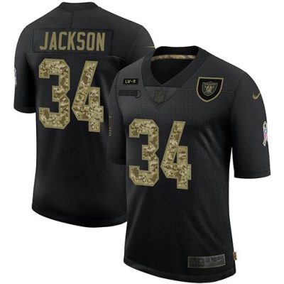 Las Vegas Raiders #34 Bo Jackson Nike 2020 Salute To Service Camo Limited NFL Jersey Black