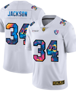 Las Vegas Raiders #34 Bo Jackson White Nike Multi-Color 2020 NFL Crucial Catch Limited NFL Jersey