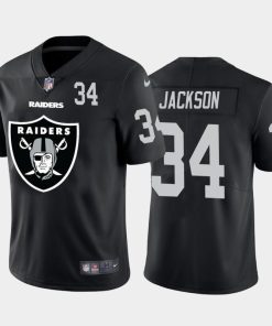 Las Vegas Raiders #34 Bo Jackson Black Nike Big Team Logo Player Vapor Limited NFL Jersey