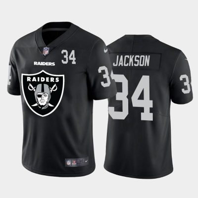 Las Vegas Raiders #34 Bo Jackson Black Nike Big Team Logo Player Vapor Limited NFL Jersey