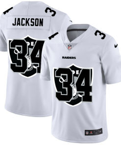 Las Vegas Raiders #34 Bo Jackson White Nike Team Logo Dual Overlap Limited NFL Jersey