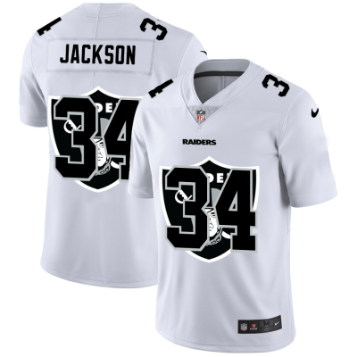 Las Vegas Raiders #34 Bo Jackson White Nike Team Logo Dual Overlap Limited NFL Jersey