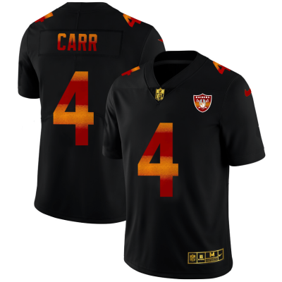Las Vegas Raiders #4 Derek Carr Black Nike Red Orange Stripe Vapor Limited NFL Jersey