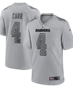 Las Vegas Raiders #4 Derek Carr Gray Atmosphere Fashion Game Jersey
