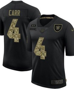 Las Vegas Raiders #4 Derek Carr Nike 2020 Salute To Service Camo Limited NFL Jersey Black
