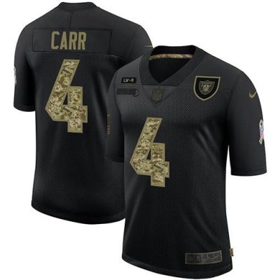 Las Vegas Raiders #4 Derek Carr Nike 2020 Salute To Service Camo Limited NFL Jersey Black