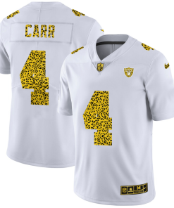 Las Vegas Raiders #4 Derek Carr Nike Flocked Leopard Print Vapor Limited NFL Jersey White