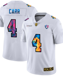 Las Vegas Raiders #4 Derek Carr White Nike Multi-Color 2020 NFL Crucial Catch Limited NFL Jersey