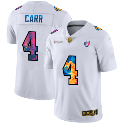 Las Vegas Raiders #4 Derek Carr White Nike Multi-Color 2020 NFL Crucial Catch Limited NFL Jersey