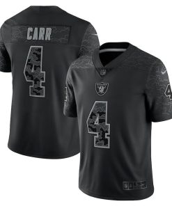 Las Vegas Raiders #4 Derek Carr Black Nike NFL Black Reflective Limited Jersey