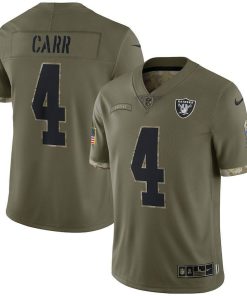 Las Vegas Raiders #4 Derek Carr Nike 2022 Salute To Service Limited Jersey - Olive