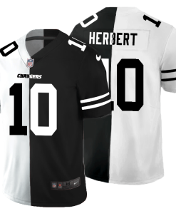 Los Angeles Chargers #10 Justin Herbert Black V White Peace Split Nike Vapor Untouchable Limited NFL Jersey