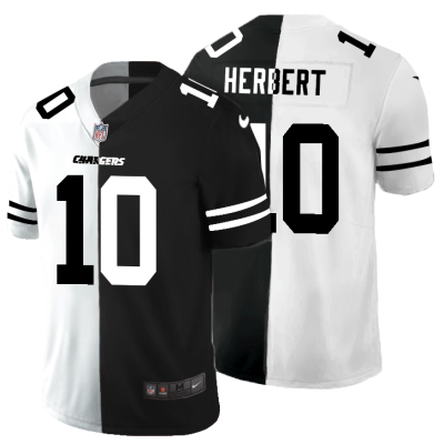 Los Angeles Chargers #10 Justin Herbert Black V White Peace Split Nike Vapor Untouchable Limited NFL Jersey