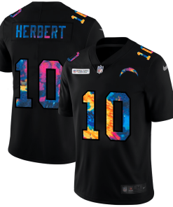 Los Angeles Chargers #10 Justin Herbert Nike Multi-Color Black 2020 NFL Crucial Catch Vapor Untouchable Limited Jersey