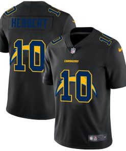 Los Angeles Chargers #10 Justin Herbert Nike Team Logo Dual Overlap Limited NFL Jersey Black