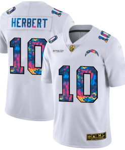 Los Angeles Chargers #10 Justin Herbert White Nike Multi-Color 2020 NFL Crucial Catch Limited NFL Jersey