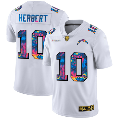 Los Angeles Chargers #10 Justin Herbert White Nike Multi-Color 2020 NFL Crucial Catch Limited NFL Jersey