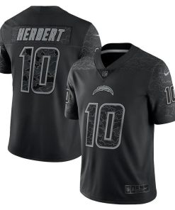 Los Angeles Chargers #10 Justin Herbert Black Nike NFL Black Reflective Limited Jersey